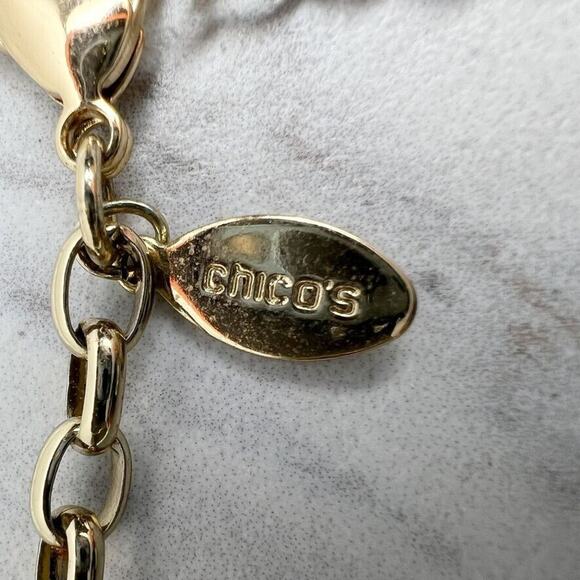 Chico's Gold Tone Long Chain Link Station Necklace - Picture 9 of 9